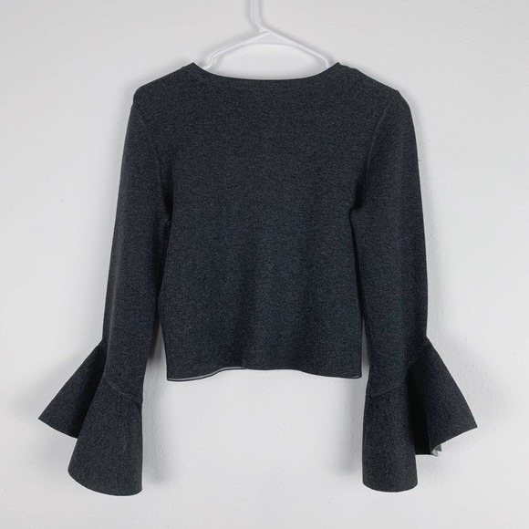 Milly Gray Knit Bell Sleeve Cardigan Size M - Picture 4 of 6